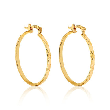 18K Gold Layered Oro Laminado Hoops